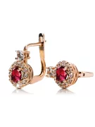 14K Rose gold Ruby Earrings Vintage craft cec003r